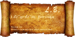 Légrádi Boriska névjegykártya